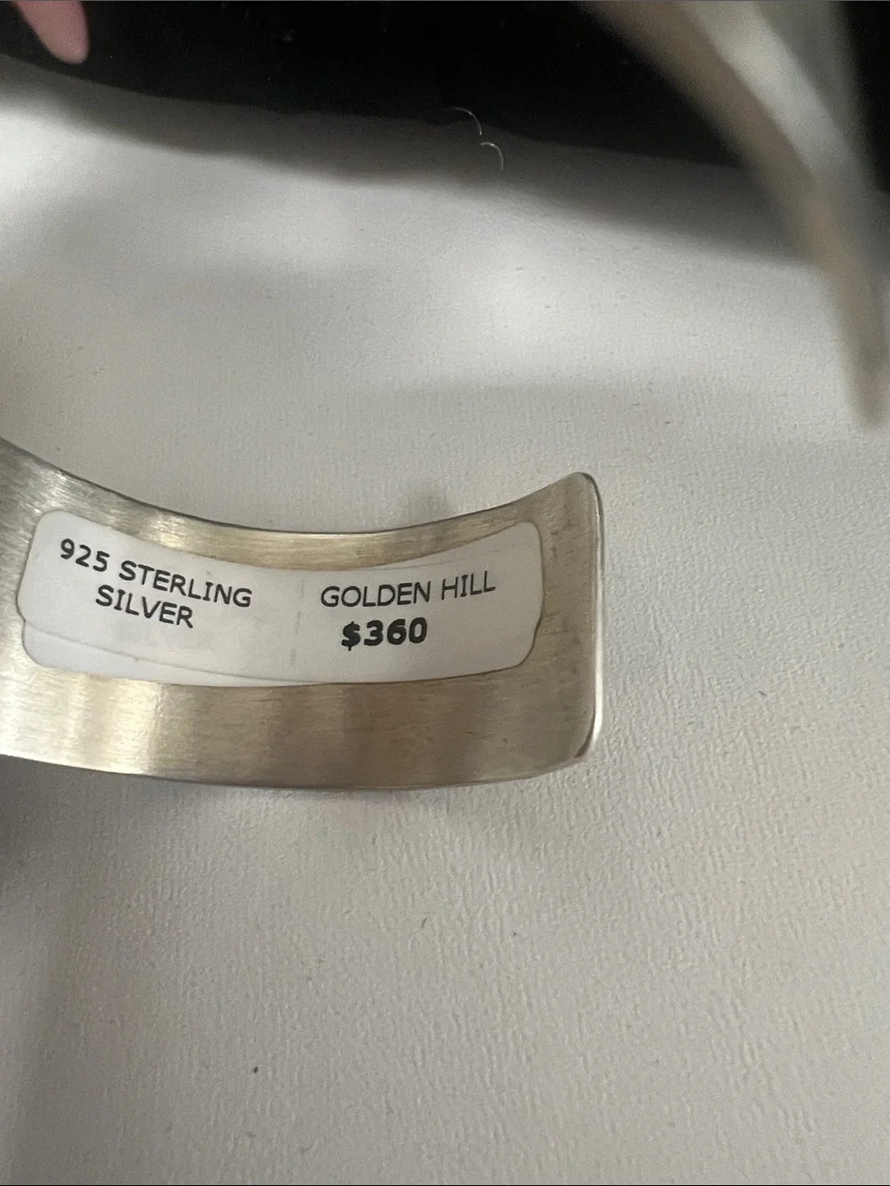 Sterling silver Hammered Cuff Bracelet with golden hills Turquoise Stone - Blue